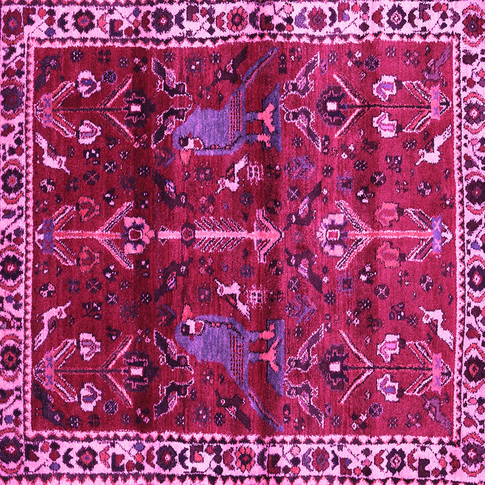 Square Machine Washable Persian Pink Traditional Rug, wshtr3133pnk