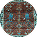 Round Persian Light Blue Traditional Rug, tr3133lblu