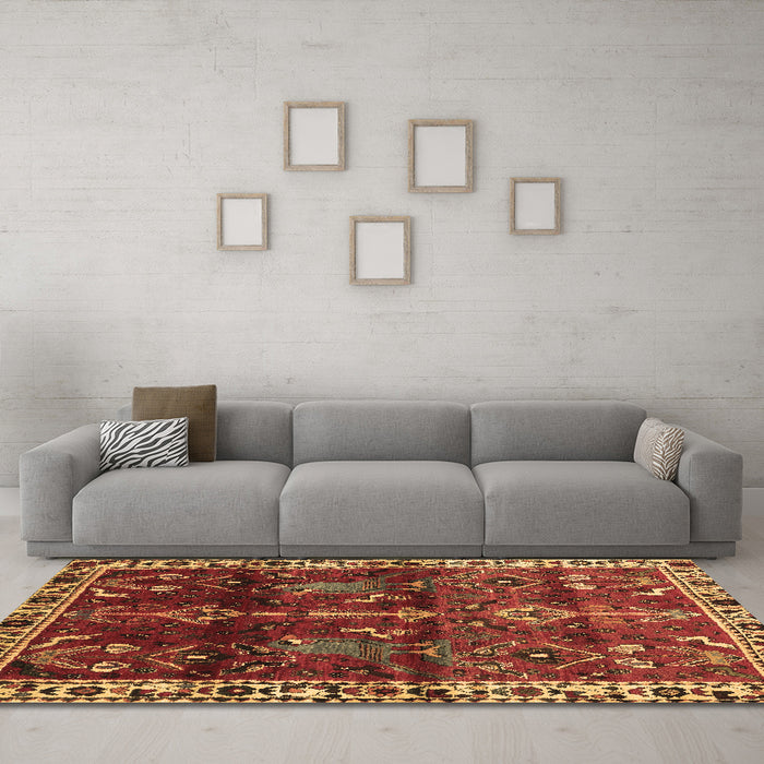 Machine Washable Persian Brown Traditional Rug in a Living Room,, wshtr3133brn