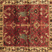 Square Machine Washable Persian Brown Traditional Rug, wshtr3133brn