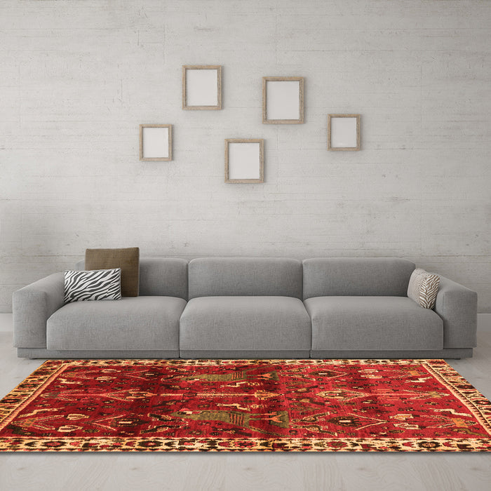 Machine Washable Persian Orange Traditional Area Rugs in a Living Room, wshtr3133org