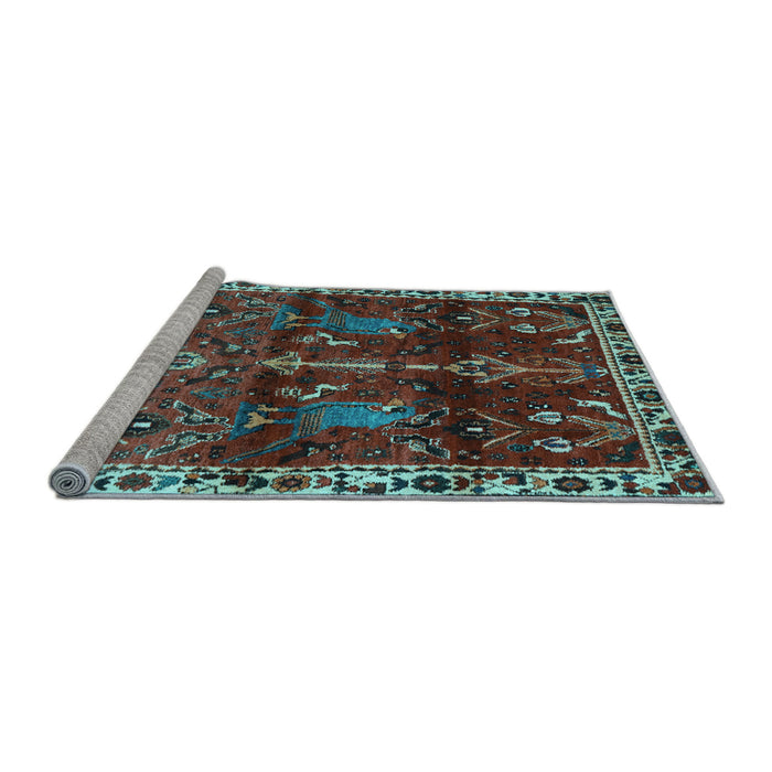 Sideview of Machine Washable Persian Light Blue Traditional Rug, wshtr3133lblu