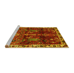 Sideview of Machine Washable Persian Yellow Traditional Rug, wshtr3133yw