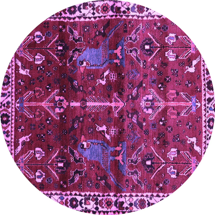 Round Persian Purple Traditional Rug, tr3133pur