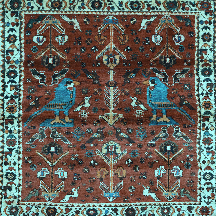 Square Machine Washable Persian Light Blue Traditional Rug, wshtr3133lblu