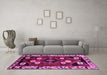 Machine Washable Persian Pink Traditional Rug in a Living Room, wshtr3134pnk