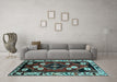 Machine Washable Persian Light Blue Traditional Rug in a Living Room, wshtr3134lblu