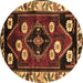 Round Persian Brown Traditional Rug, tr3134brn