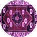 Round Machine Washable Persian Purple Traditional Area Rugs, wshtr3134pur