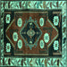 Square Machine Washable Persian Turquoise Traditional Area Rugs, wshtr3134turq