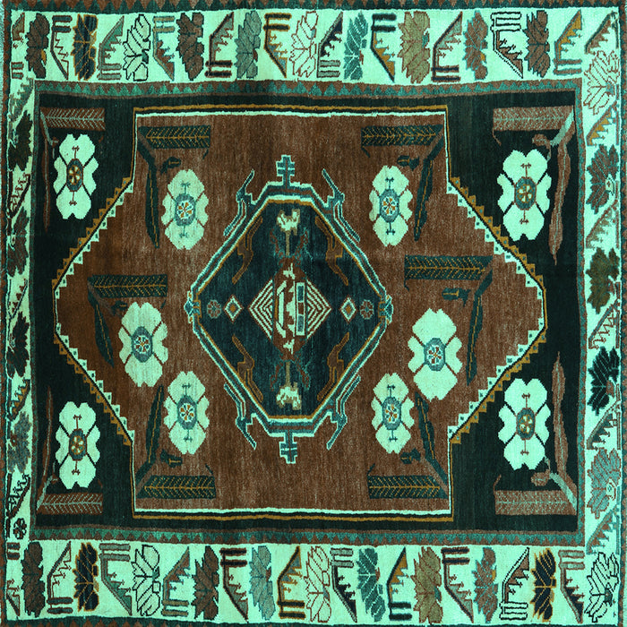 Square Persian Turquoise Traditional Rug, tr3134turq