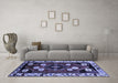 Machine Washable Persian Blue Traditional Rug in a Living Room, wshtr3134blu