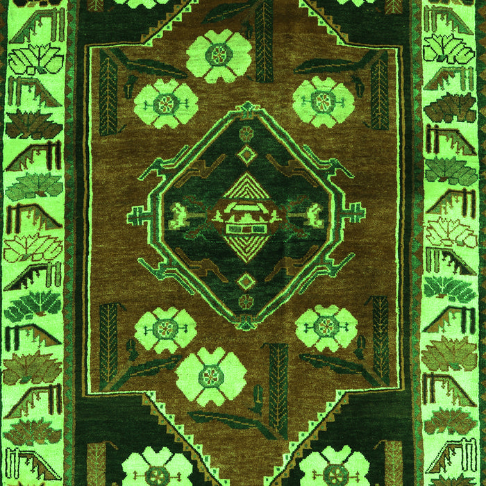 Serging Thickness of Machine Washable Persian Green Traditional Area Rugs, wshtr3134grn