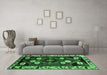 Machine Washable Persian Emerald Green Traditional Area Rugs in a Living Room,, wshtr3134emgrn