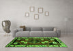 Machine Washable Persian Green Traditional Area Rugs in a Living Room,, wshtr3134grn