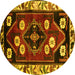 Round Persian Yellow Traditional Rug, tr3134yw