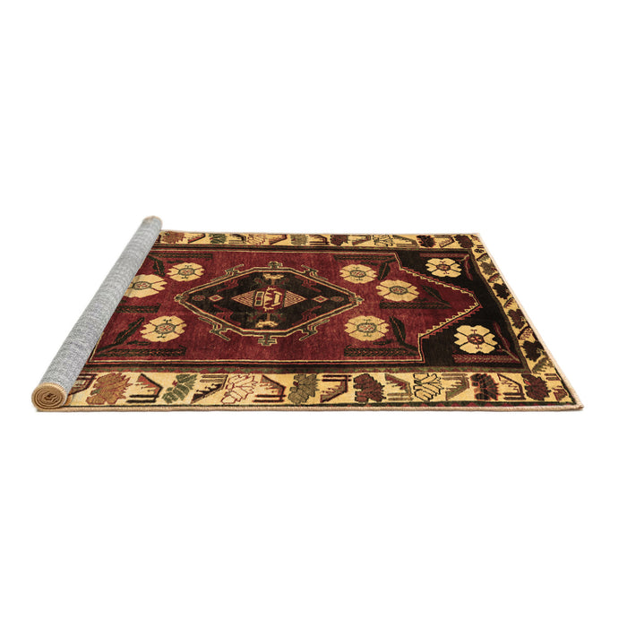 Sideview of Machine Washable Persian Brown Traditional Rug, wshtr3134brn