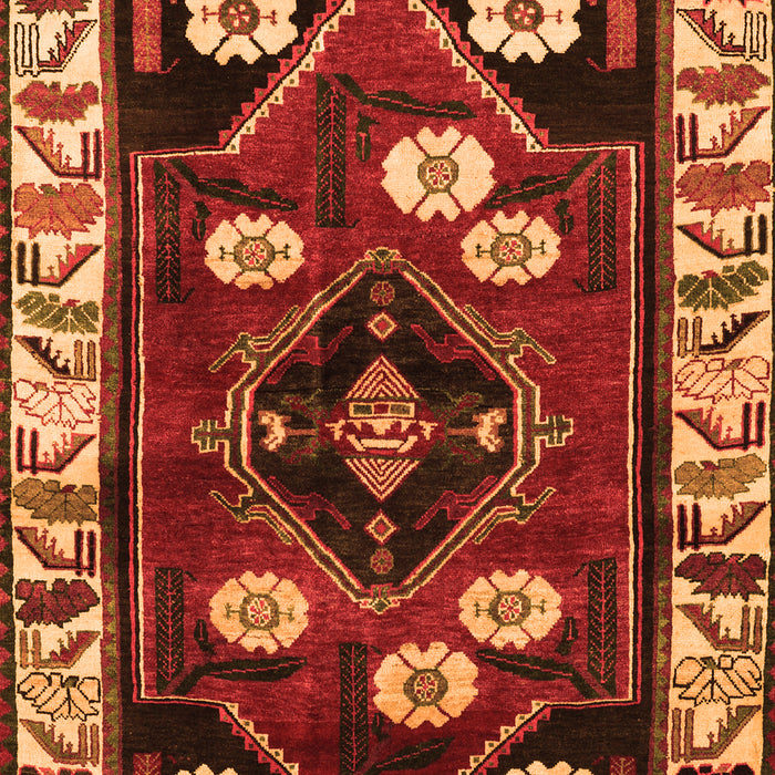 Serging Thickness of Machine Washable Persian Orange Traditional Area Rugs, wshtr3134org