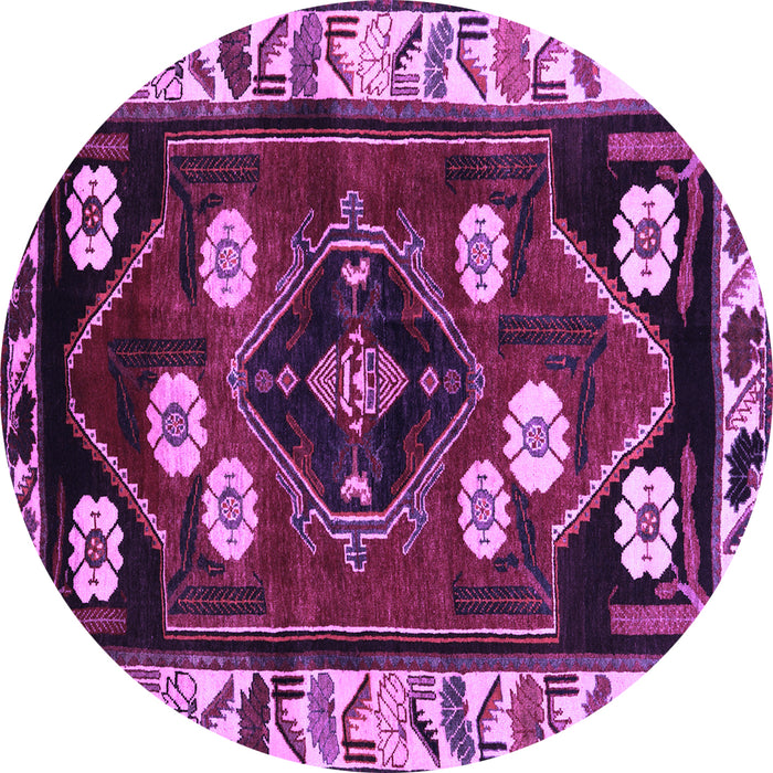 Round Persian Purple Traditional Rug, tr3134pur