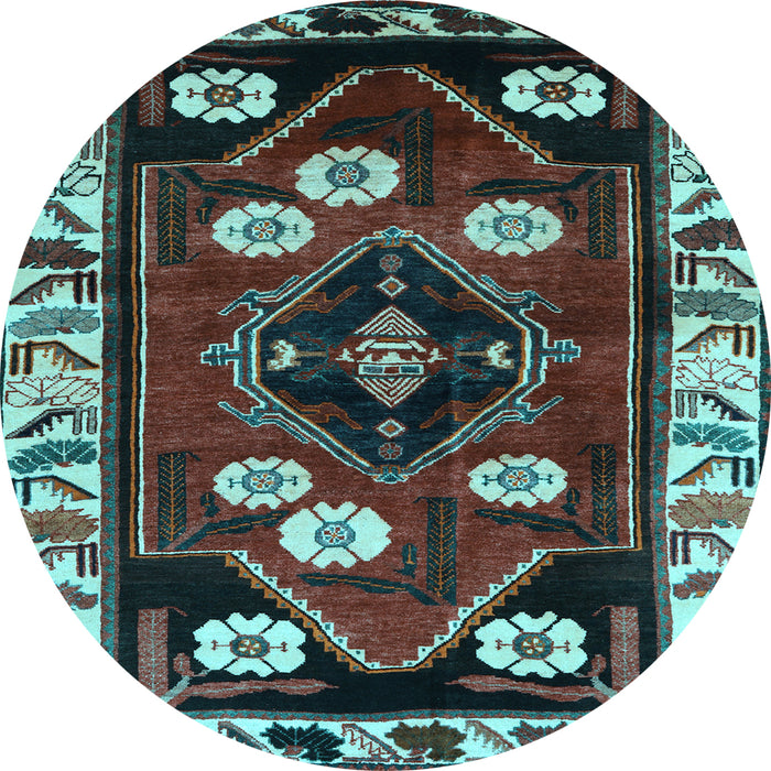 Round Persian Light Blue Traditional Rug, tr3134lblu