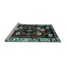 Sideview of Machine Washable Persian Light Blue Traditional Rug, wshtr3134lblu
