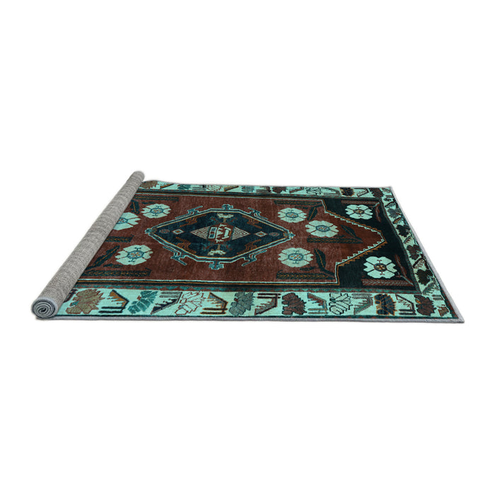 Sideview of Machine Washable Persian Light Blue Traditional Rug, wshtr3134lblu