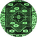 Round Persian Emerald Green Traditional Rug, tr3134emgrn