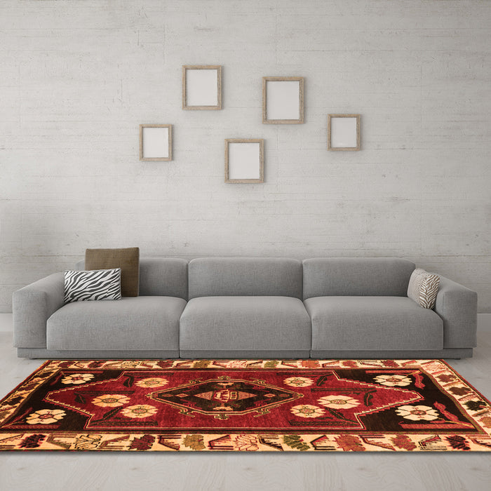 Machine Washable Persian Orange Traditional Area Rugs in a Living Room, wshtr3134org