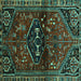 Square Machine Washable Persian Turquoise Traditional Area Rugs, wshtr3135turq