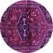 Round Persian Purple Traditional Rug, tr3135pur