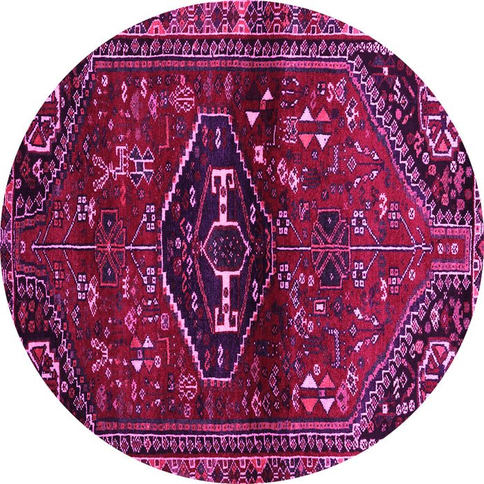 Round Machine Washable Persian Pink Traditional Rug, wshtr3135pnk