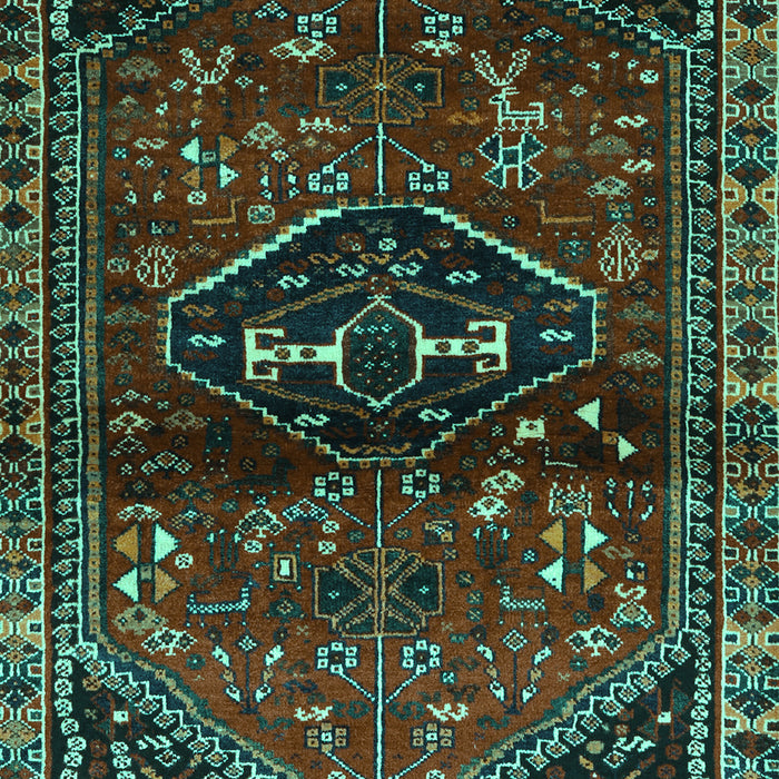 Machine Washable Persian Turquoise Traditional Area Rugs, wshtr3135turq