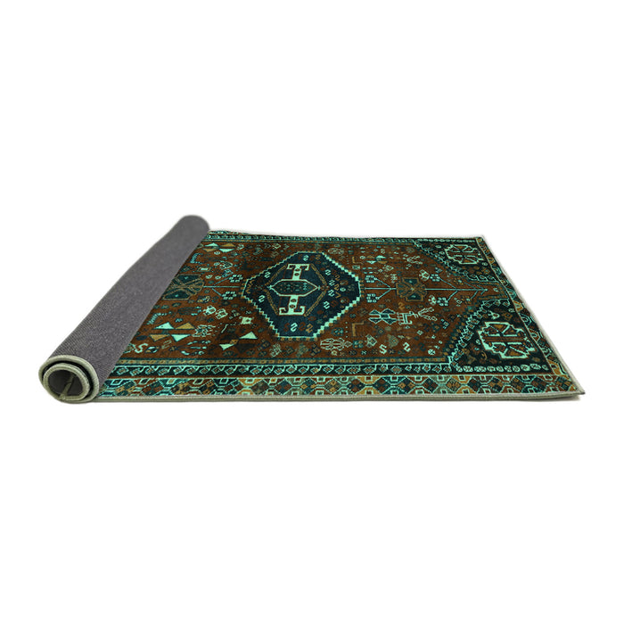 Sideview of Persian Turquoise Traditional Rug, tr3135turq