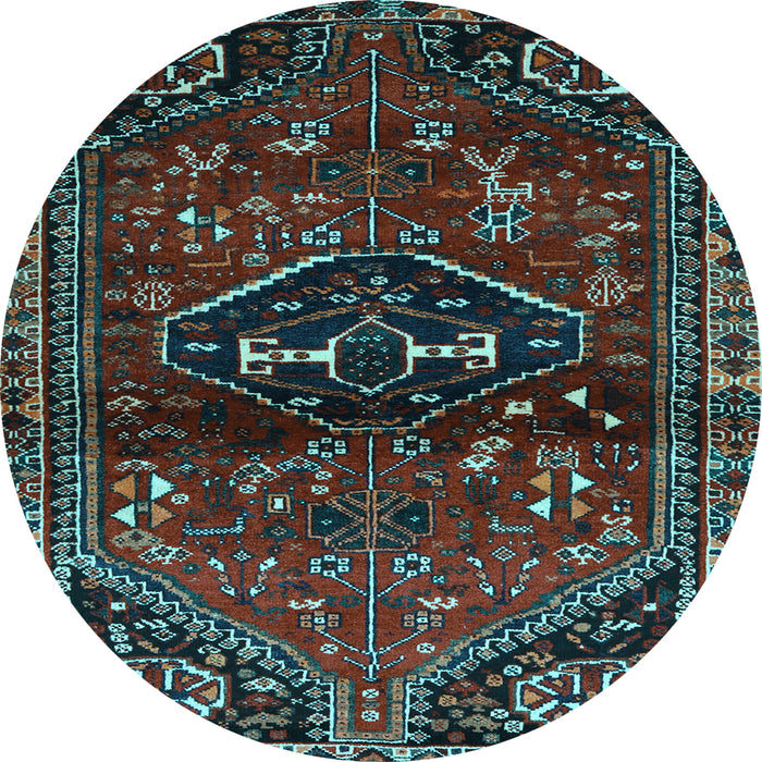 Round Machine Washable Persian Light Blue Traditional Rug, wshtr3135lblu