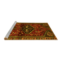 Sideview of Machine Washable Persian Yellow Traditional Rug, wshtr3135yw