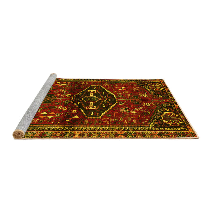 Sideview of Machine Washable Persian Yellow Traditional Rug, wshtr3135yw