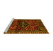 Sideview of Machine Washable Persian Yellow Traditional Rug, wshtr3135yw