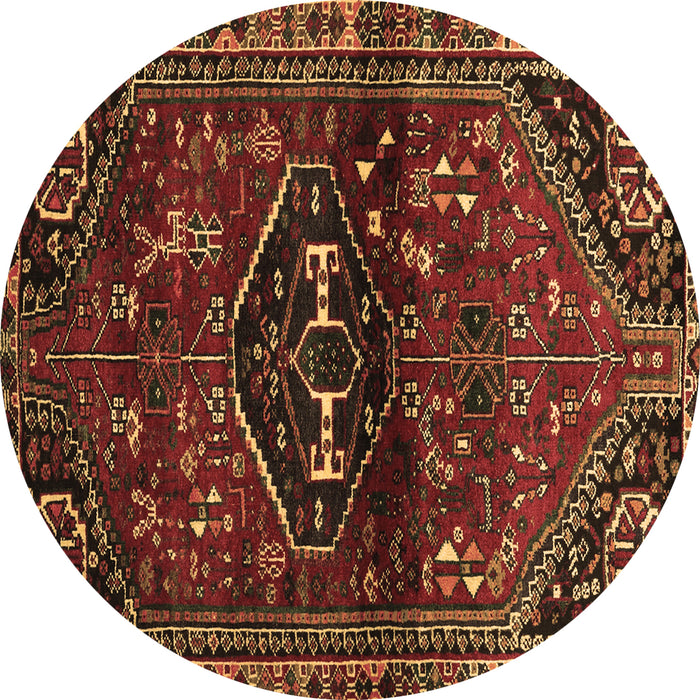 Round Machine Washable Persian Brown Traditional Rug, wshtr3135brn