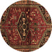 Round Machine Washable Persian Brown Traditional Rug, wshtr3135brn