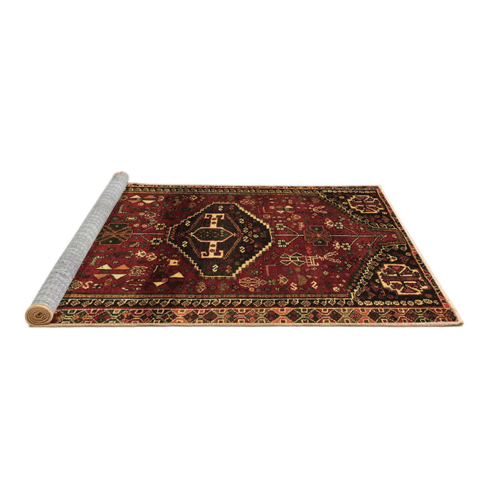 Sideview of Machine Washable Persian Brown Traditional Rug, wshtr3135brn