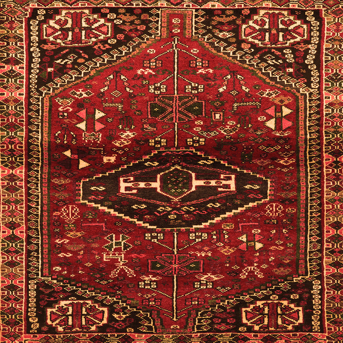 Round Machine Washable Persian Orange Traditional Area Rugs, wshtr3135org