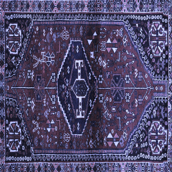 Square Machine Washable Persian Blue Traditional Rug, wshtr3135blu