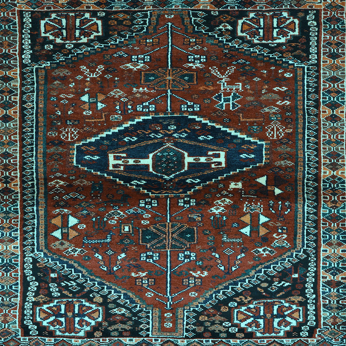 Square Machine Washable Persian Light Blue Traditional Rug, wshtr3135lblu