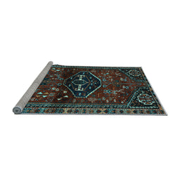 Sideview of Machine Washable Persian Light Blue Traditional Rug, wshtr3135lblu