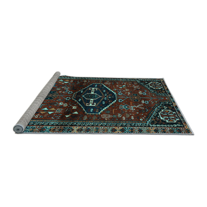 Sideview of Machine Washable Persian Light Blue Traditional Rug, wshtr3135lblu