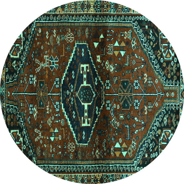 Round Persian Turquoise Traditional Rug, tr3135turq