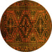 Round Persian Yellow Traditional Rug, tr3136yw