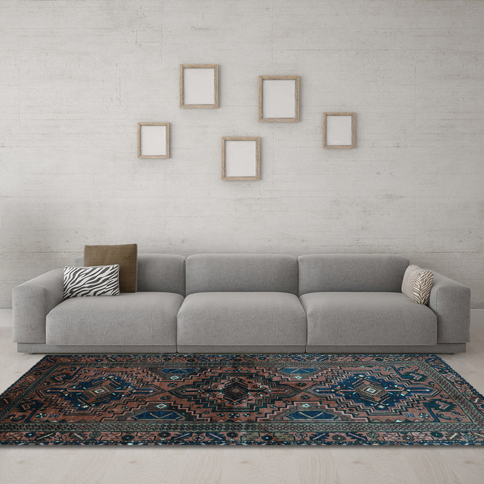 Machine Washable Persian Light Blue Traditional Rug in a Living Room, wshtr3136lblu