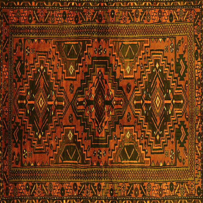 Square Machine Washable Persian Yellow Traditional Rug, wshtr3136yw