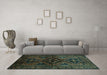 Machine Washable Persian Turquoise Traditional Area Rugs in a Living Room,, wshtr3136turq